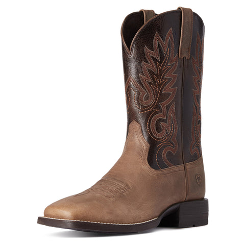 Brown Square Toe Boot on White Background