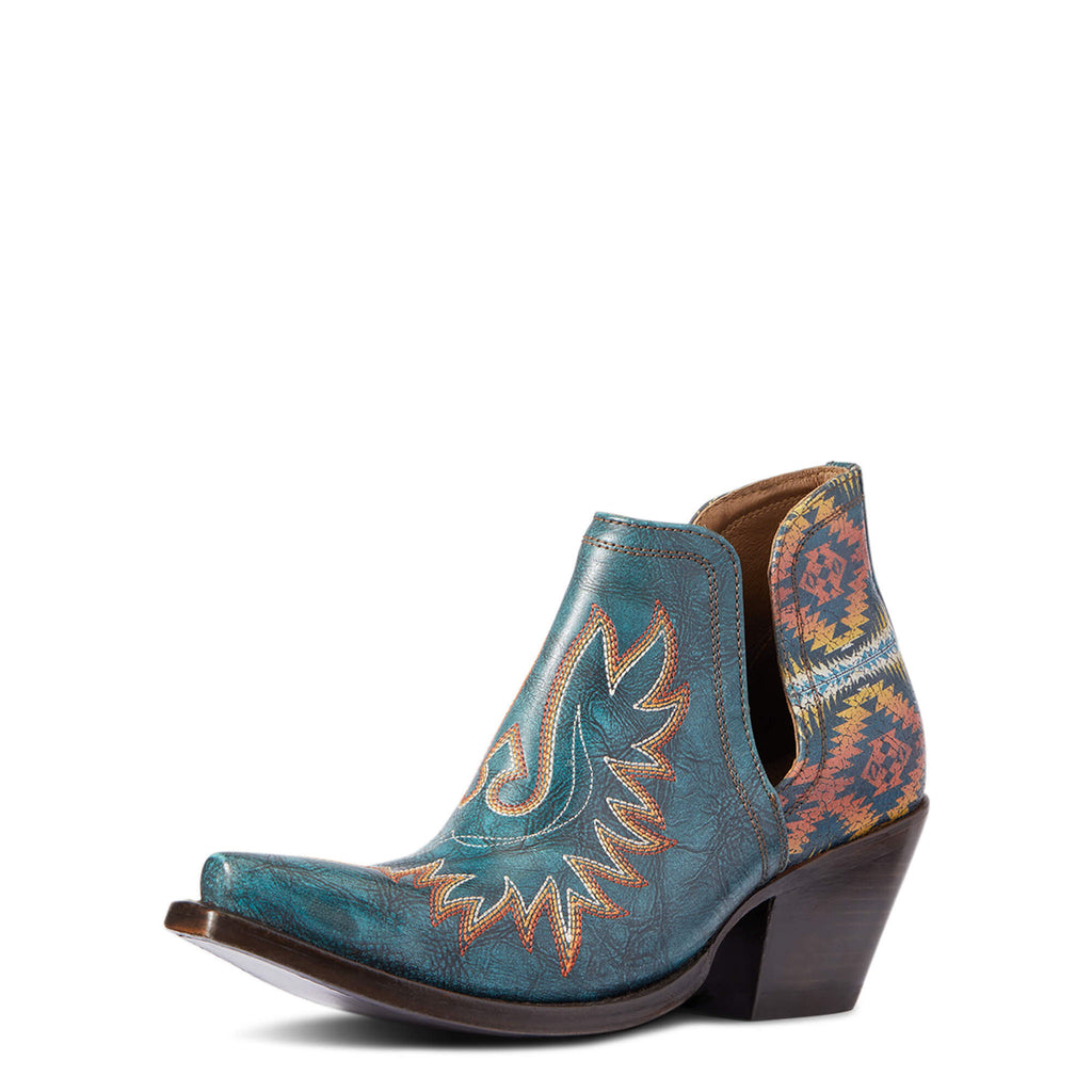 Front and side view of Ariat x Pendleton Women's Turquoise Dixon Western Boots.