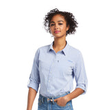 Blue and White Striped Long Sleeve Shirt