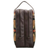 Back zipper side of Justin Brown Aztec Print Boot Bag