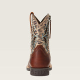 Ariat Kid's Spiced Cider Koel VentTEK Square Toe Western Boots with Leopard Print Tops heel view