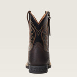 Back side view of Ariat Kid's Brown & Black Amos Square Toe Boots.