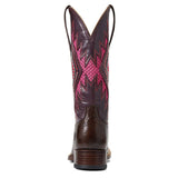 Ariat Ladies Sienna VentTEK 360 Dark Brown Western Boots with Wine Colored Aztec Pattern heel view