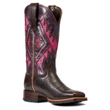 Ariat Ladies Sienna VentTEK 360 Dark Brown Western Boots with Wine Colored Aztec Pattern medial view