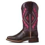 Ariat Ladies Sienna VentTEK 360 Dark Brown Western Boots with Wine Colored Aztec Pattern Side view