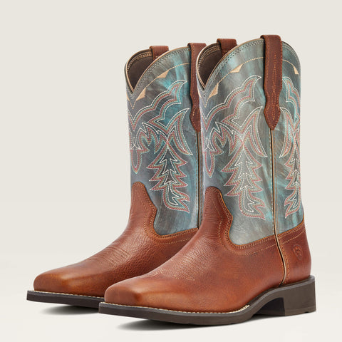 Ariat Women's Delilah Brown and Teal Square Toe Boots
