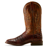Dark Amber Square Toe Boot on White Background- Side