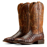 Dark Amber Square Toe Boot on White Background