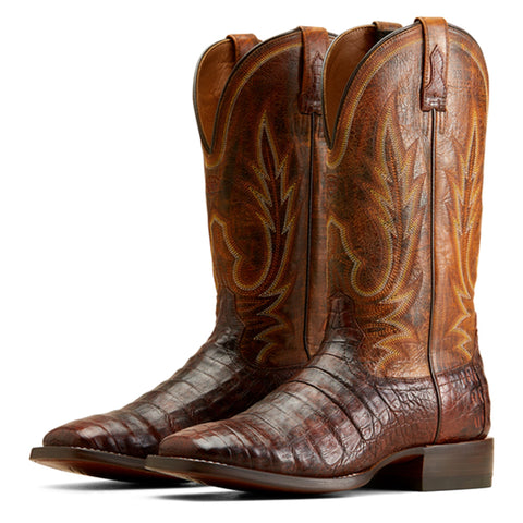 Dark Amber Square Toe Boot on White Background