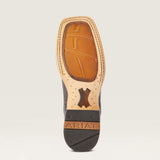 Close-up bottom view of Ariat Donatella Western Boot with textured chocolate caiman belly.