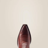 Top side view of the toe on the Ariat Women's Red Love Song Martina Western Boots.