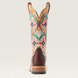 Back side view of the Ariat Women's Brazen Tan Frontier Daniella Square Toe Boots.