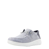 angle view of grey and white shoes