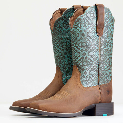 Ariat Women's Brown Turquoise Round Up Boots