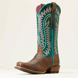 Ariat Ladies Derby Monroe Shore Tan-Turquoise Nights Boot front view