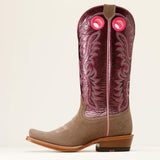 Full side view of Ariat Women's Smoky Roughout Futurity Boon Cutter Toe Boots.