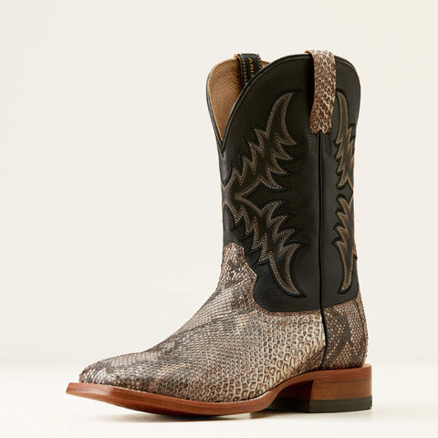 Front and side view of Dry Gulch Python Cowboy Boots.