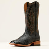 Ariat Men's Showboat Black TekStep Full Quill Ostrich Wide Square Toe Exotic Cowboy Boots front view