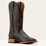 Ariat Men's Showboat Black TekStep Full Quill Ostrich Wide Square Toe Exotic Cowboy Boots medial view