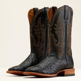 Ariat Men's Showboat Black TekStep Full Quill Ostrich Wide Square Toe Exotic Cowboy Boots