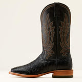 Ariat Men's Showboat Black TekStep Full Quill Ostrich Wide Square Toe Exotic Cowboy Boots side view