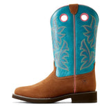 Ariat Ladies Elko Chestnut Suede Brown & Blue Western Boot side view