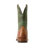 back view of boot - distressed boot with green upper