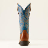 Ariat Ladies Cattle Caite Blue & Roasted Peanut Stretch Fit Square Toe Boots heel view