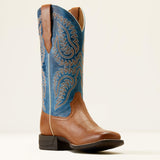 Ariat Ladies Cattle Caite Blue & Roasted Peanut Stretch Fit Square Toe Boots medial view