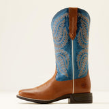 Ariat Ladies Cattle Caite Blue & Roasted Peanut Stretch Fit Square Toe Boots side view