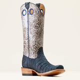 Ariat Women`s Navy Sueded Caiman Belly Futurity Boon Cowgirl Boot medial view