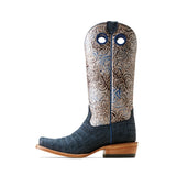 Ariat Women`s Navy Sueded Caiman Belly Futurity Boon Cowgirl Boot side view