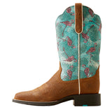 Side view of full boot with flamingos