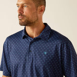 Ariat Men's Navy Geo Print 360 Airflow Polo