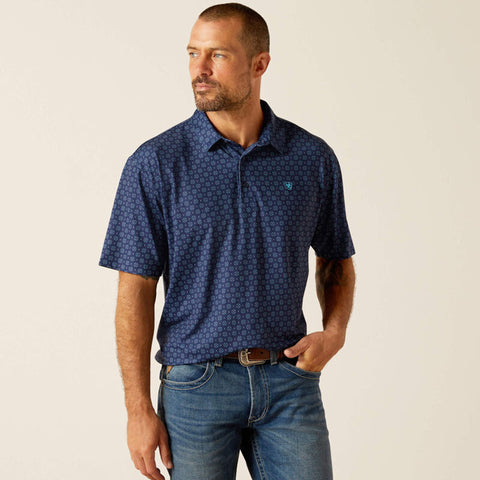 Ariat Men's Navy Geo Print 360 Airflow Polo