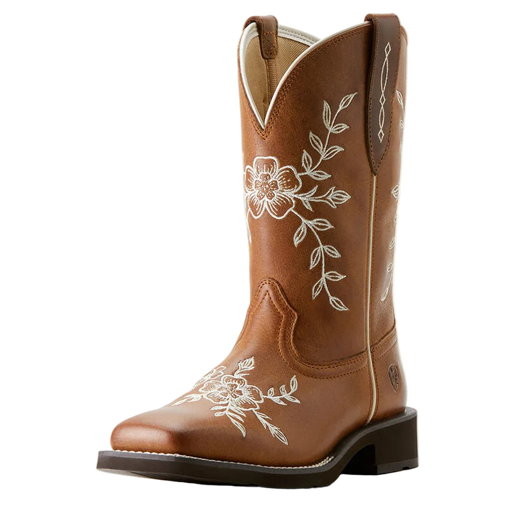 Front and side view of Flora Wide Square Toe Western Boot