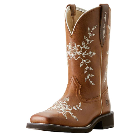 Front and side view of Flora Wide Square Toe Western Boot