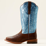 Full side view of Ariat Women's Surf Blue Frontier Tilly Wide Square Toe Boots.