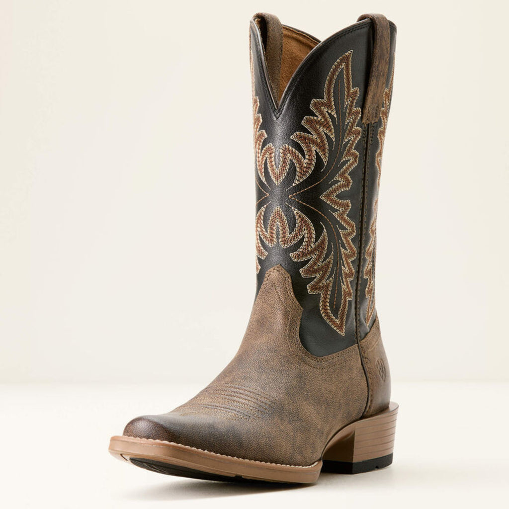 Ariat men’s Western boot in stone black with classic cowboy styling.