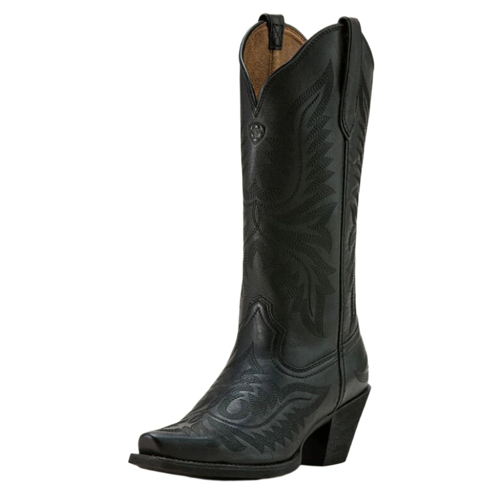 Black Snip Toe Western boots with black boot stitching