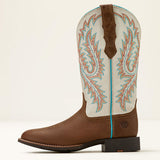 Ariat Ladies Round Up Embroidered Sandstorm White Western Boot side view