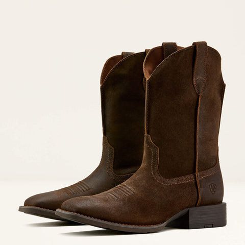 Men's Sport Rambler Suede Cowboy Boot in Aged Dark Brown Color