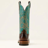 Back side view of the Ariat Women's Turquoise Patina Frontier Farrah Western Boots.