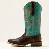 Full side view of Ariat Women's Turquoise Patina Frontier Farrah Western Boots.