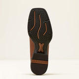 Bottom of Ariat Sport Rodeo cowboy boot showing durable Duratread sole with Western heel and traction pattern.