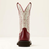 Back side view of Ariat Callie Cherry Red and Ivory Western Boots 