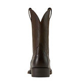 Sport Western Wide Square Toe Cowboy Boot in chocolate brown-heel view