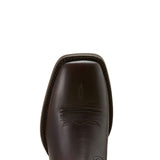 Sport Western Wide Square Toe Cowboy Boot in chocolate brown-toe view