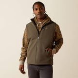 Hunter green Ariat vest, softshell material with pocket on each side plus one pocket on the upper left chest