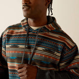 Close up view of the Aztec print. 